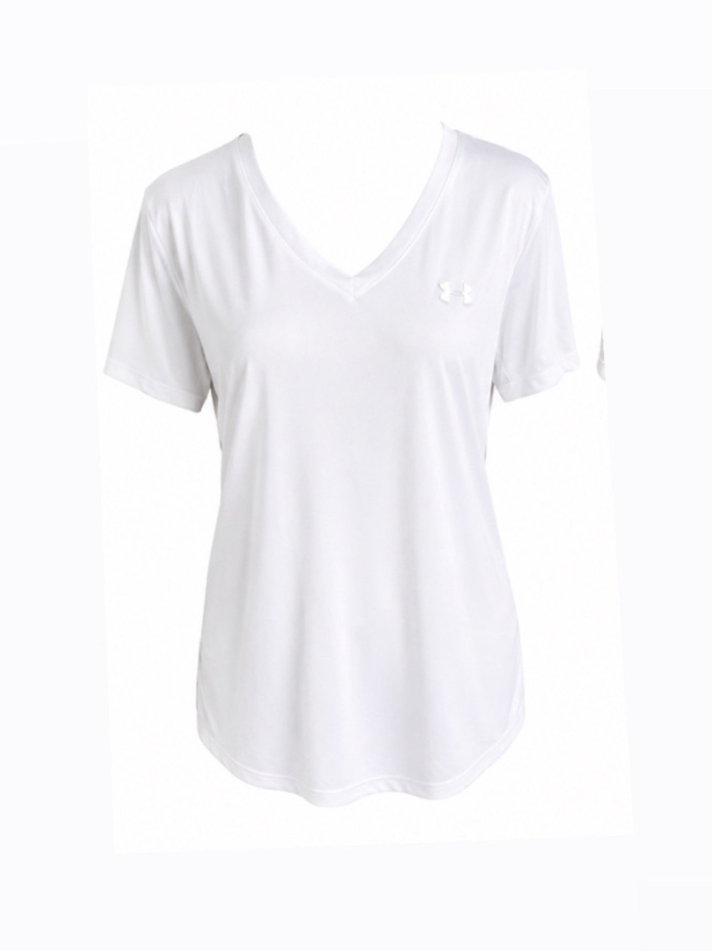 Under Armour HeatGear V-Neck Short Sleeve Tee Women’s Large White Loose Fit